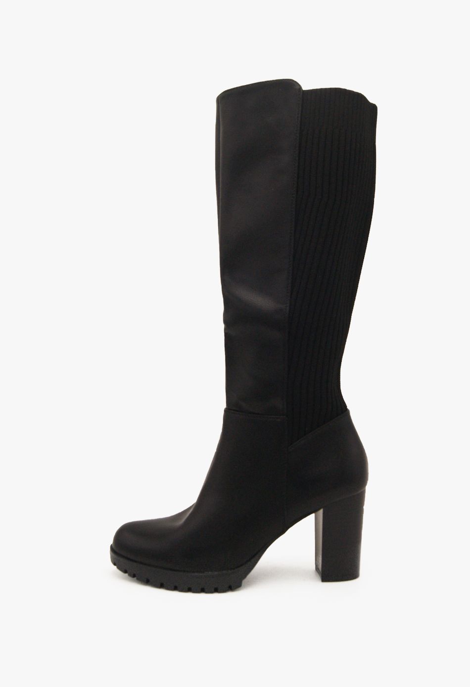 Μπότες με Λάστιχο και Χοντρό Ψηλό Τακούνι Μαύρο / CHC232-black Γυναικεία Mπότες joya.gr