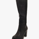 Μπότες με Λάστιχο και Χοντρό Ψηλό Τακούνι Μαύρο / CHC232-black Γυναικεία Mπότες joya.gr