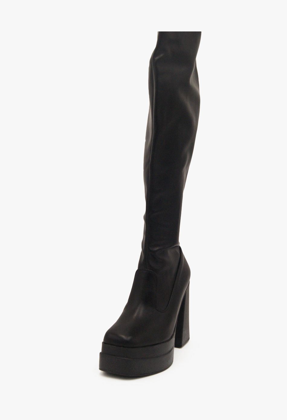 Μπότες Κάλτσα Over the Knee με Χοντρό Ψηλό Τακούνι Μαύρο / B5937-black Γυναικεία Mπότες joya.gr