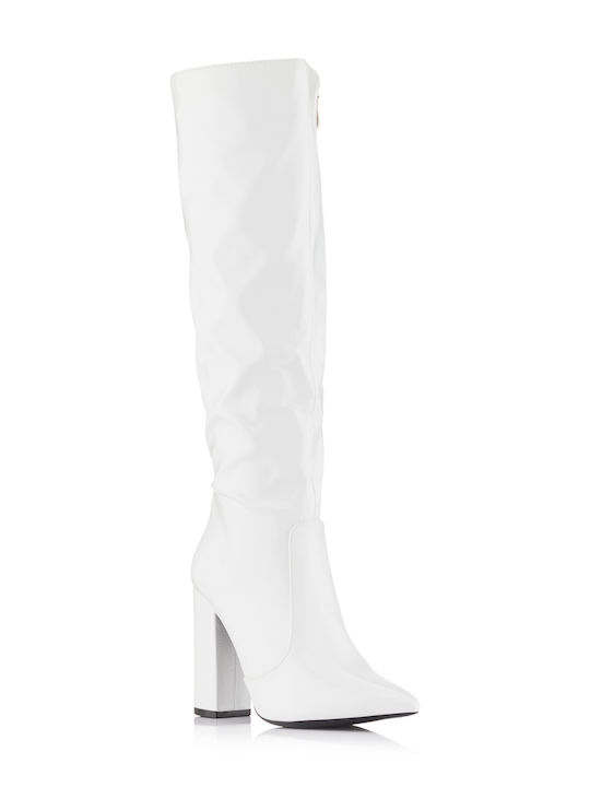 Μπότες Μυτερές Λουστρίνι Λευκό / X8331-white Γυναικεία Mπότες joya.gr