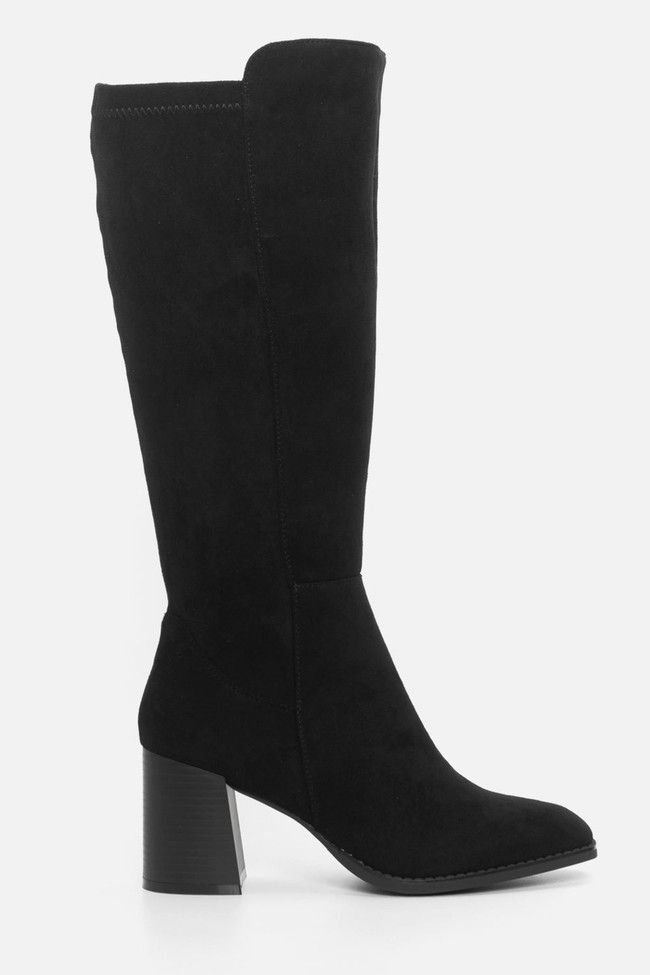 Μπότες με Ραφή στο Πλάι και Χοντρό Ψηλό Τακούνι Μαύρο / HQ1479-black Γυναικεία Mπότες joya.gr