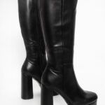 Μπότες με Χοντρό Ψηλό Τακούνι Μαύρο / D88-20-black Γυναικεία Mπότες joya.gr