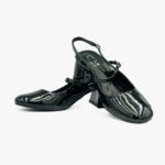 Γόβες Open Heel με με χοντρό τακούνι Μαύρο / 7063-black Ανοιχτά Παπούτσια joya.gr