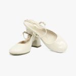Γόβες Open Heel με με χοντρό τακούνι Μπεζ / 7063-beige Ανοιχτά Παπούτσια joya.gr