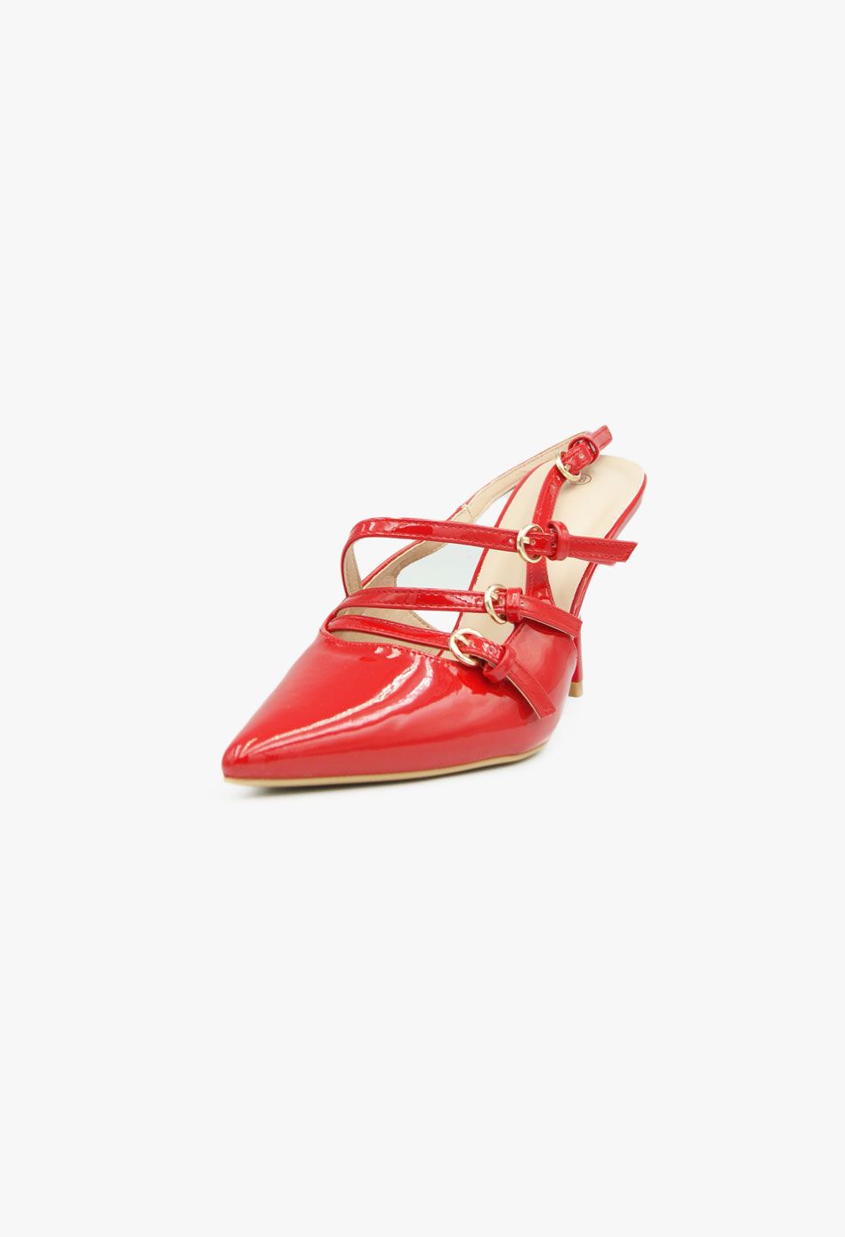 Γόβες Μυτερές με Πολλαπλά Λουράκια & Τόκες Κοκκινο / 5011-red Ανοιχτά Παπούτσια joya.gr