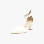 Μυτερές Γόβες με Χοντρό Μεσαίο Τακούνι με λουράκι Λεύκό / k2802-white Ανοιχτά Παπούτσια joya.gr