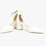Μυτερές Γόβες με Χοντρό Μεσαίο Τακούνι με λουράκι Λεύκό / k2802-white Ανοιχτά Παπούτσια joya.gr