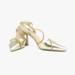 Γόβες Μυτερές με Διαφάνεια & Strass Χρυσο / A6468-gold Ανοιχτά Παπούτσια joya.gr