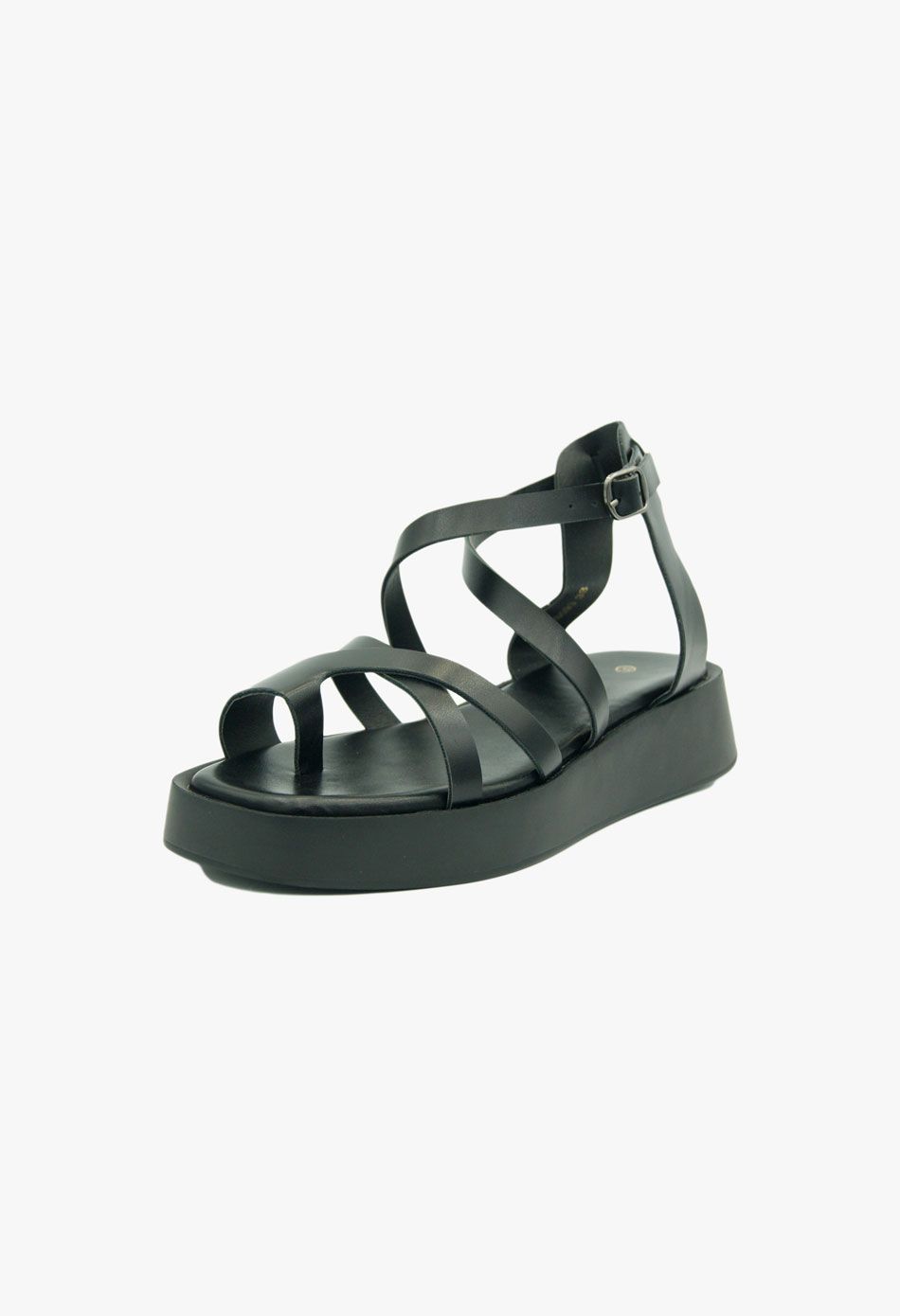 Πλατφόρμες με Χαμηλό Πέλμα & Χιαστί Λουράκια / A6093-black Ανοιχτά Παπούτσια joya.gr